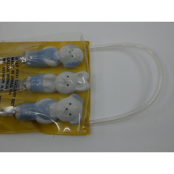 VTG Lillian Vernon Child's Ceramic/Stainless Steel Flatware Set 3 pc animals - Picture 3 of 6